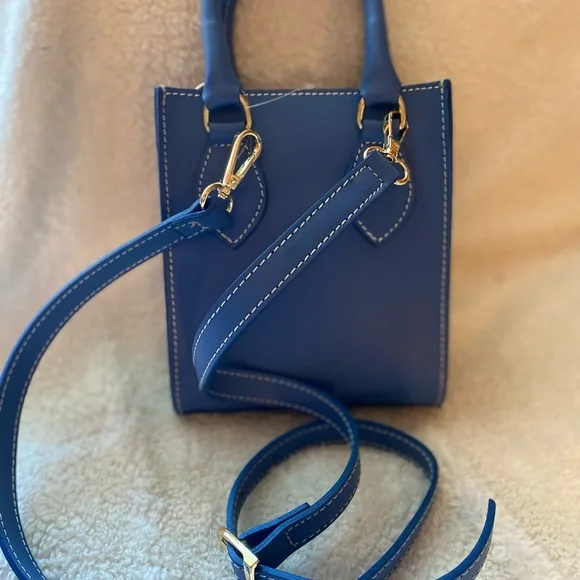 Bellissimo Anna Paola Leather Made in Italy Crossbody Handbag color Blue NWT - Picture 3 of 9